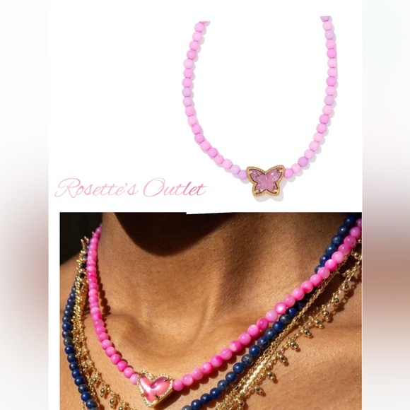 Kendra Scott Beaded Lillia Gold Necklace In Lilac Mix
